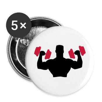 Muscle Man Training - Lot de 5 grands badges (56 mm) - blanc - Devant