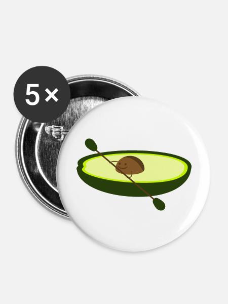 Avocado als Paddler - Buttons groß 56 mm (5er Pack) - Weiß