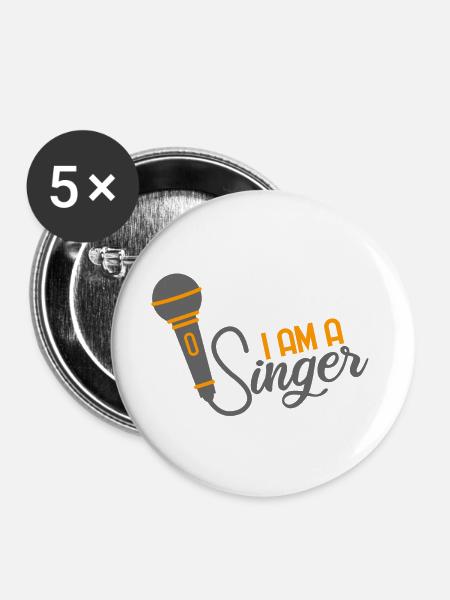 I am a singer - Buttons groß 56 mm (5er Pack) - Weiß