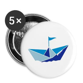 small paper boat in the water with flag - Buttons large 2.2''/56 mm (5-pack) - white - Front