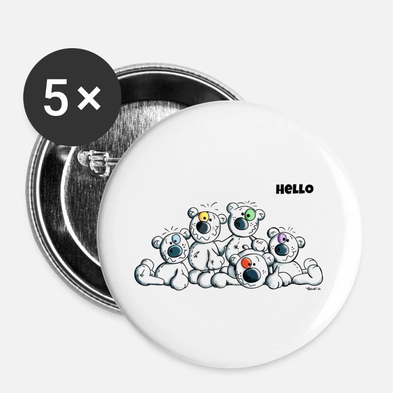 Hello Teddys - Polar Bear - Bears - Comic - Buttons large 2.2''/56 mm (5-pack) - white