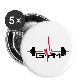 gym texte logo haltérophilie fréquence cardiaque f - Lot de 5 grands badges (56 mm) - blanc - Devant