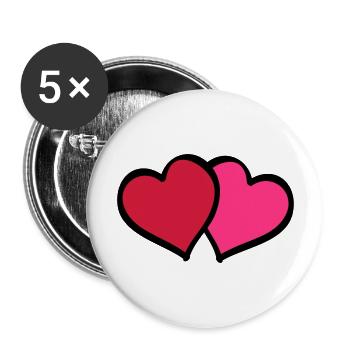 hearts comic - Buttons groß 56 mm (5er Pack) - Weiß - Vorne