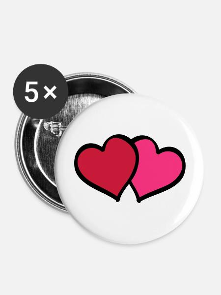 hearts comic - Buttons groß 56 mm (5er Pack) - Weiß