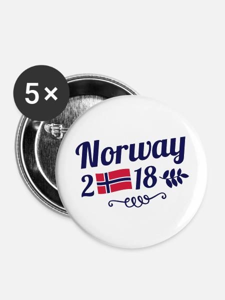 norway 2018 - Buttons groß 56 mm (5er Pack) - Weiß
