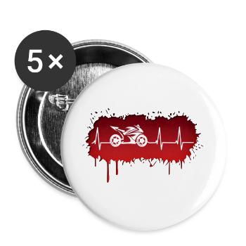 Impulsion de pilote de course de moto - Lot de 5 grands badges (56 mm) - blanc - Devant
