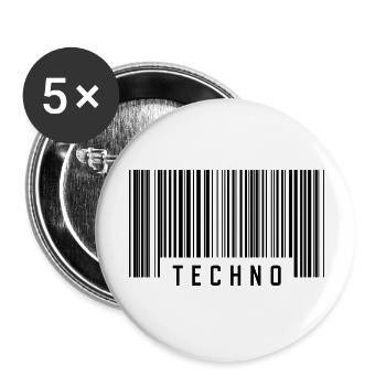 Techno - Buttons groß 56 mm (5er Pack) - Weiß - Vorne