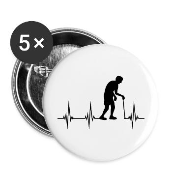Grandpa heartbeat EKG - Buttons large 2.2''/56 mm (5-pack) - white - Front