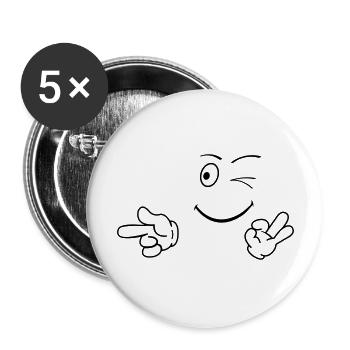 smileface_01 - Buttons groß 56 mm (5er Pack) - Weiß - Vorne