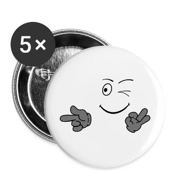 smileface_02 - Buttons groß 56 mm (5er Pack) - Weiß - Vorne