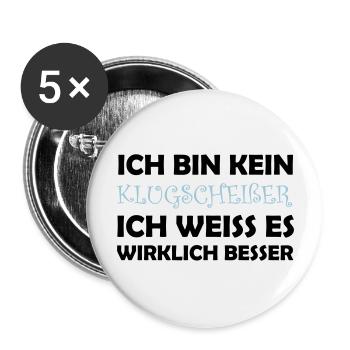 bin_kein_klugscheisser_02 - Buttons groß 56 mm (5er Pack) - Weiß - Vorne