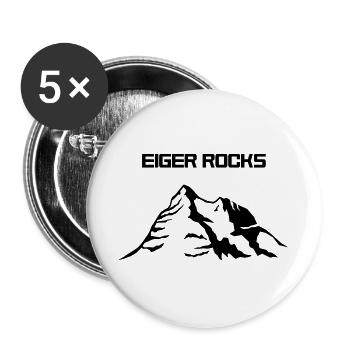 Eiger Rocks, swiss alps, Berg, Berge, mountains - Buttons groß 56 mm (5er Pack) - Weiß - Vorne