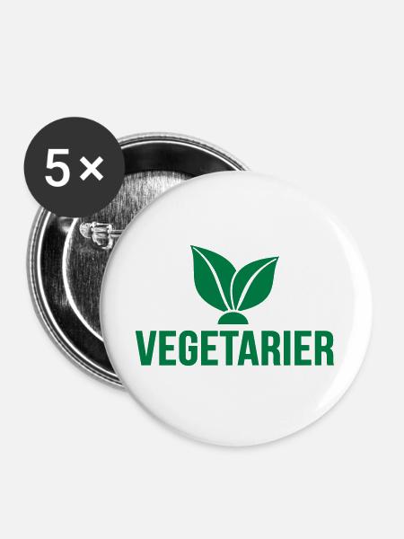 Vegetarier Blatt - Buttons groß 56 mm (5er Pack) - Weiß