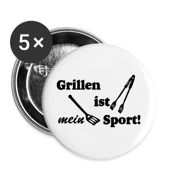 Grillkönig,Grillen,BBQ,Grillen mein Sport (25) - Buttons groß 56 mm (5er Pack) - Weiß - Vorne