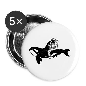 Astronaute sur l'épaulard - Lot de 5 grands badges (56 mm) - blanc - Devant