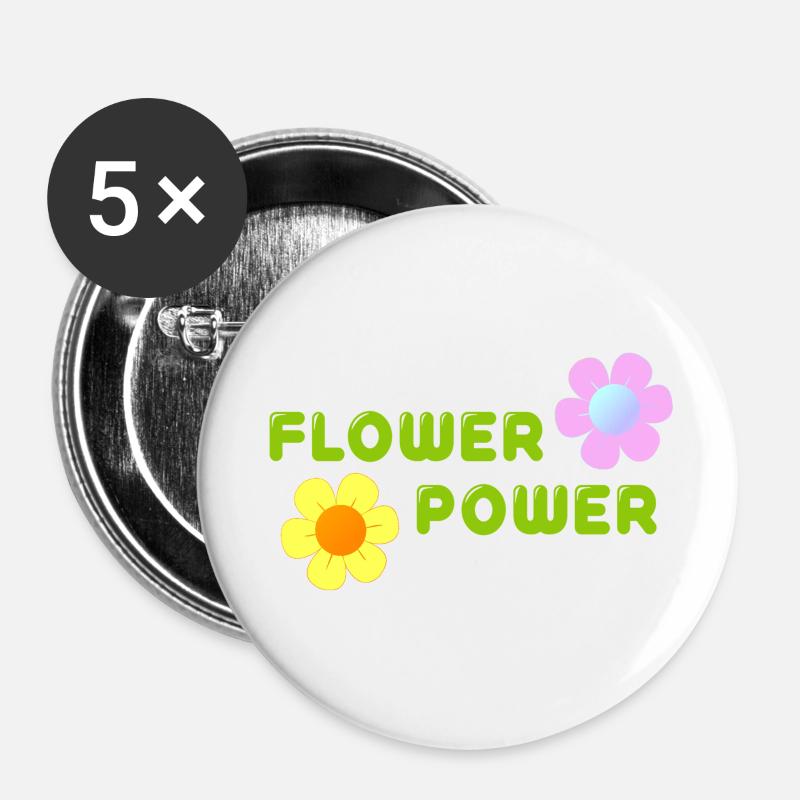 FLOWER POWER - Buttons large 2.2''/56 mm (5-pack) - white
