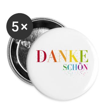 Ein Herzliches Dankeschön sagen - Buttons groß 56 mm (5er Pack) - Weiß - Vorne