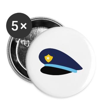 Chapeau de police - Lot de 5 grands badges (56 mm) - blanc - Devant