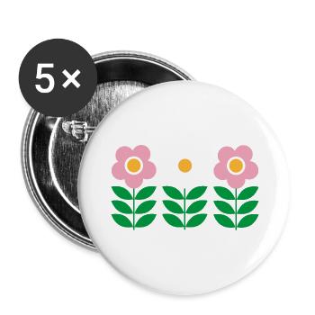 Blumen - Buttons groß 56 mm (5er Pack) - Weiß - Vorne