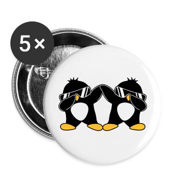 2 Pingouins Dab - Lot de 5 grands badges (56 mm) - blanc - Devant