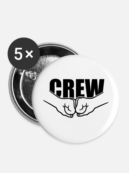 Faustschlag Crew Team - Buttons groß 56 mm (5er Pack) - Weiß