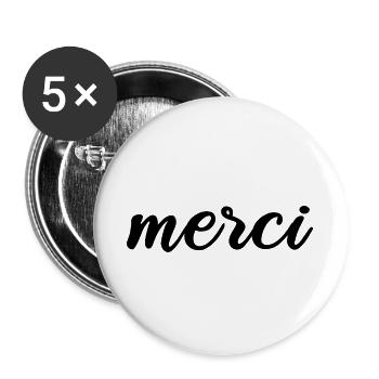 Merci France Thank you French - Buttons large 2.2''/56 mm (5-pack) - white - Front