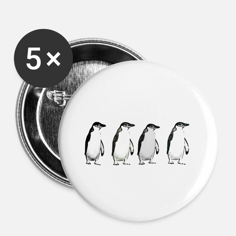 Abbey Road Penguins - Buttons large 2.2''/56 mm (5-pack) - white