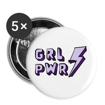 Illustration of Girl Power and Energy - Buttons large 2.2''/56 mm (5-pack) - white - Front