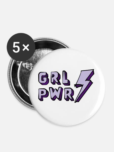 Illustration of Girl Power and Energy - Buttons large 2.2''/56 mm (5-pack) - white