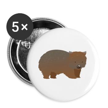 Brauner haariger Nasenwombat - Buttons groß 56 mm (5er Pack) - Weiß - Vorne