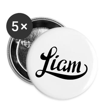Name Liam - Buttons groß 56 mm (5er Pack) - Weiß - Vorne