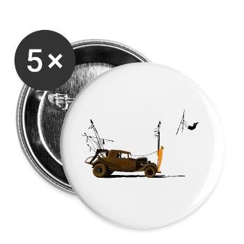 Vintage car and orange silhouette - Buttons large 2.2''/56 mm (5-pack) - white - Front