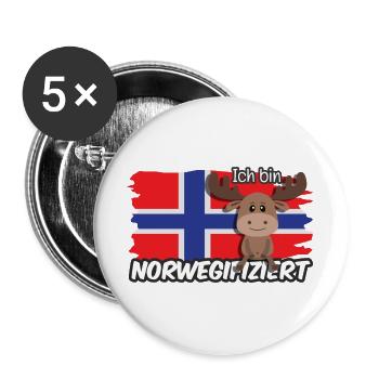 Ich bin Norwegifiziert Spruch Flagge Elch - Buttons groß 56 mm (5er Pack) - Weiß - Vorne