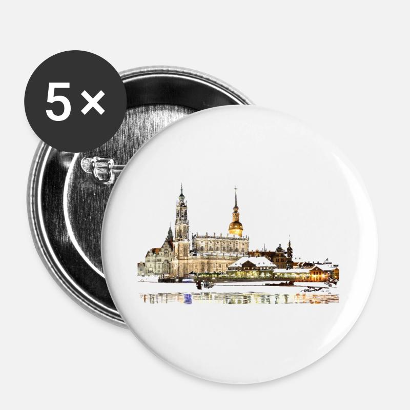 Dresden - Buttons groß 56 mm (5er Pack) - Weiß