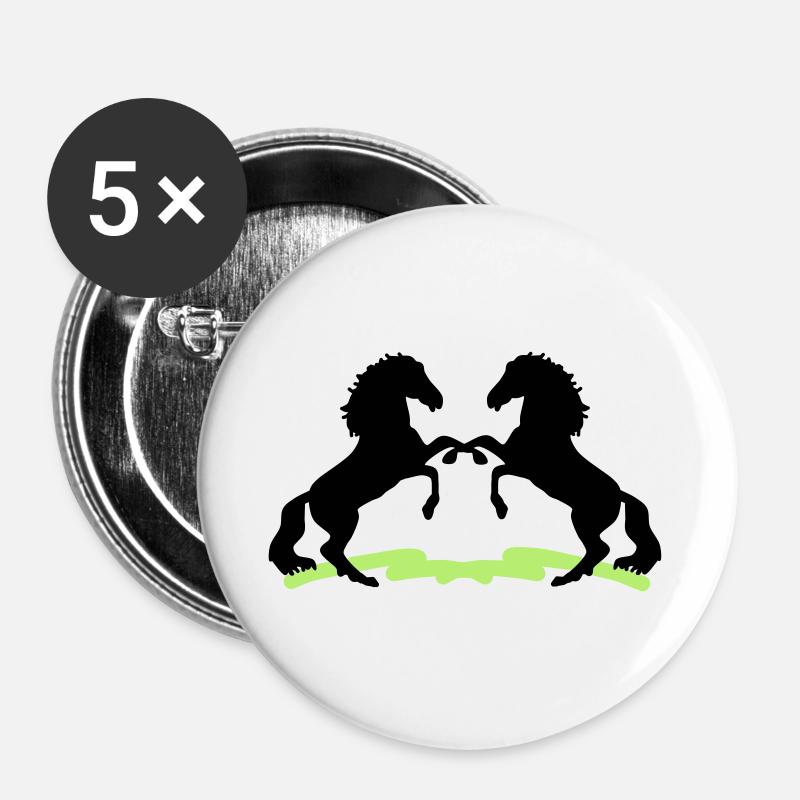 Pferde - Buttons groß 56 mm (5er Pack) - Weiß