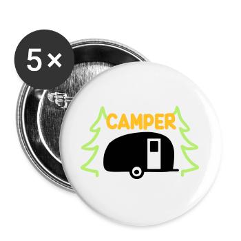 Camper - ready for vacation - Buttons large 2.2''/56 mm (5-pack) - white - Front