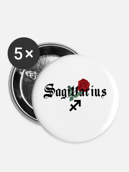 Schütze-Rosen-Tierkreis - Buttons groß 56 mm (5er Pack) - Weiß
