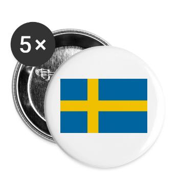 Schwedische Flagge - Buttons groß 56 mm (5er Pack) - Weiß - Vorne