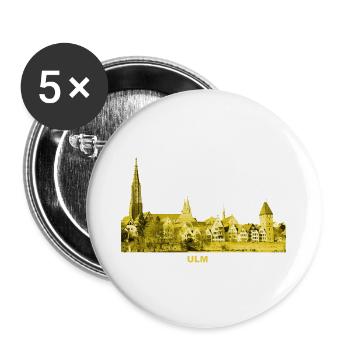 Ulm Minster Bade-Wurtemberg Metzgerturm Danube - Lot de 5 grands badges (56 mm) - blanc - Devant