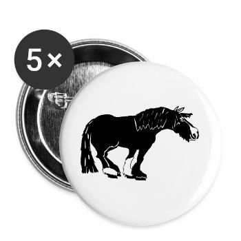 witziger Tinker schwarz, Irish Cob - Buttons groß 56 mm (5er Pack) - Weiß - Vorne