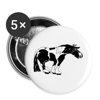 witziger Tinker , Tinker Schecke, Gipsy Horse - Buttons groß 56 mm (5er Pack) - Weiß - Vorne