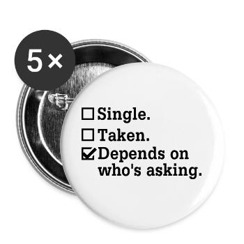 Single? - Junggesellenabschied Party Crew - Buttons groß 56 mm (5er Pack) - Weiß - Vorne