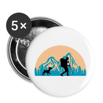 Chien chien - Lot de 5 grands badges (56 mm) - blanc - Devant