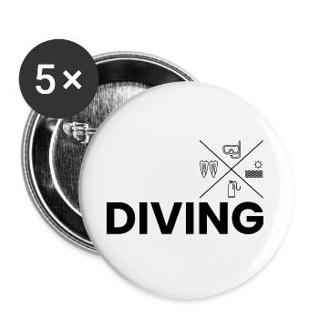 Tauchen - Buttons groß 56 mm (5er Pack) - Weiß - Vorne