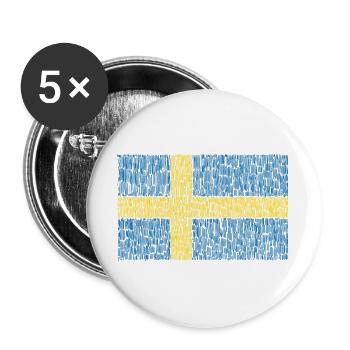 Schweden Flagge - Buttons groß 56 mm (5er Pack) - Weiß - Vorne