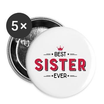 Sœur - Lot de 5 grands badges (56 mm) - blanc - Devant