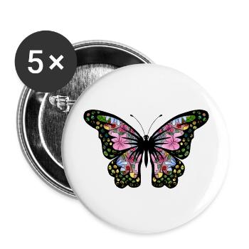 Schmetterling - Buttons groß 56 mm (5er Pack) - Weiß - Vorne