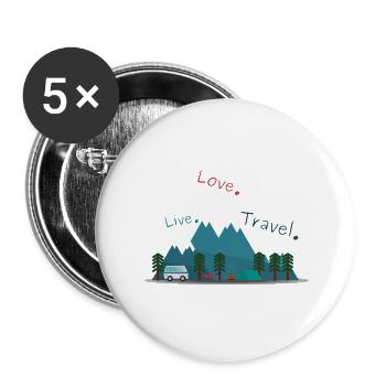 Live Love Travel. - Buttons large 2.2''/56 mm (5-pack) - white - Front