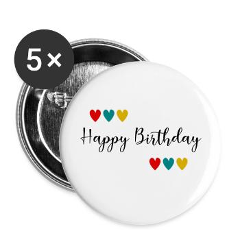 Birthday. HAPPY BIRTHDAY. Happy birthday. - Buttons large 2.2''/56 mm (5-pack) - white - Front
