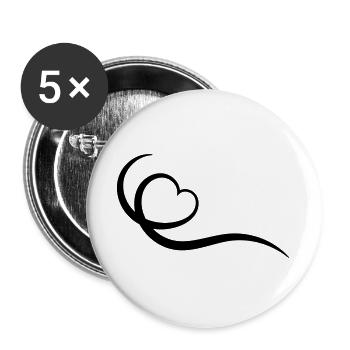 Herz - Buttons groß 56 mm (5er Pack) - Weiß - Vorne